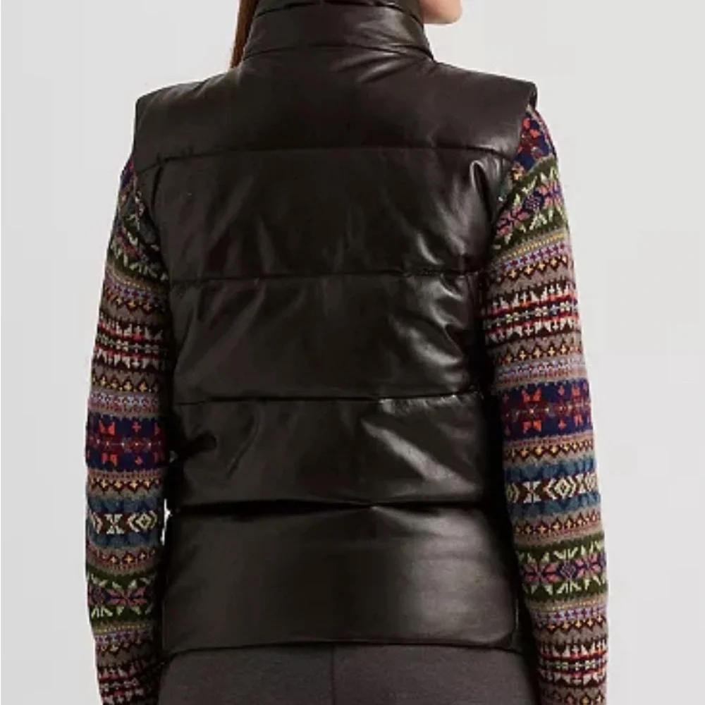 Ralph Lauren Women's Quilted Leather Puffer Vest - Picture 2 of 10